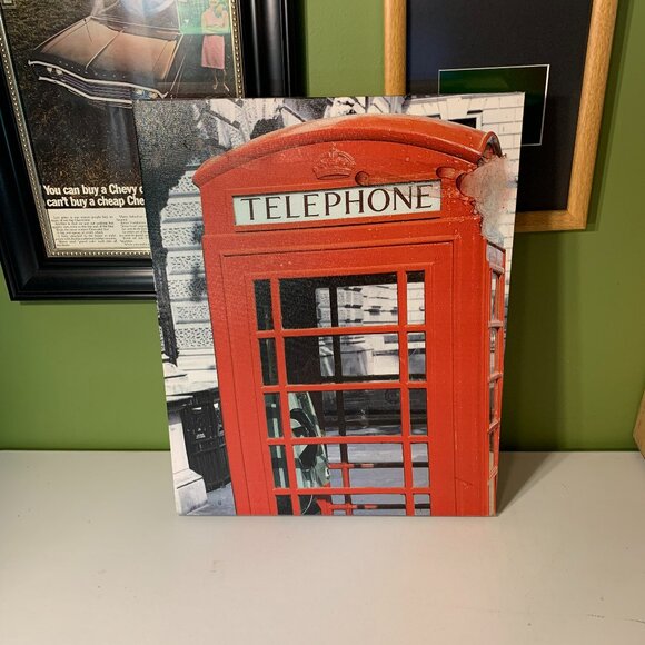 $5 or 4/$10 British telephone booth print on canvas - Picture 1 of 1